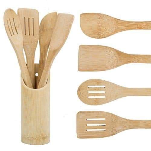 🍴 5PCS Bamboo Kitchen Utensils Set – Wooden Cooking Spoons & Spatulas with Holder
Upgrade your kitchen with this 5PCS bamboo utensils set, designed for safe, eco-friendly, and convenient cooking.