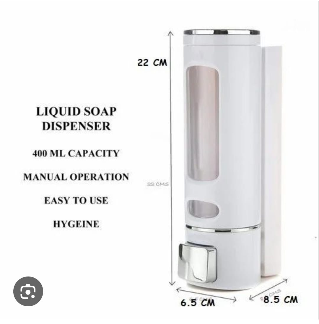 🧴 Wall Mounted Liquid Soap Dispenser 400ML – Manual Bathroom & Kitchen Soap Holder
Keep your space clean and hygienic with this 400ML wall-mounted liquid soap dispenser. Designed for convenience and