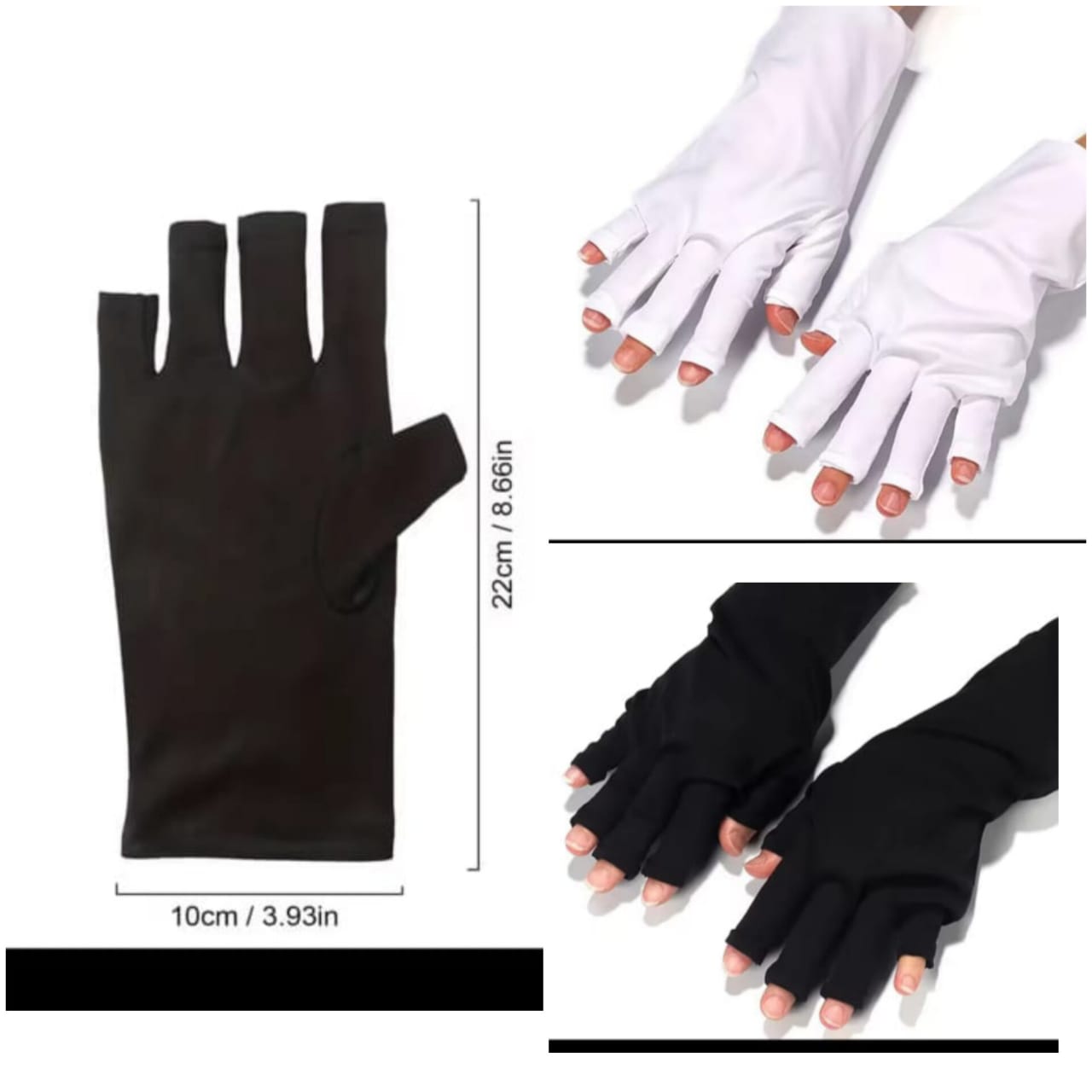 Anti UV protection Nail gloves reduces the UV radiation to the nails,Gloves for Nail Lamp,Professional UPF50+ UV Protection Gloves for Manicures Nail Art,Fingerless Gloves That Shield Skin