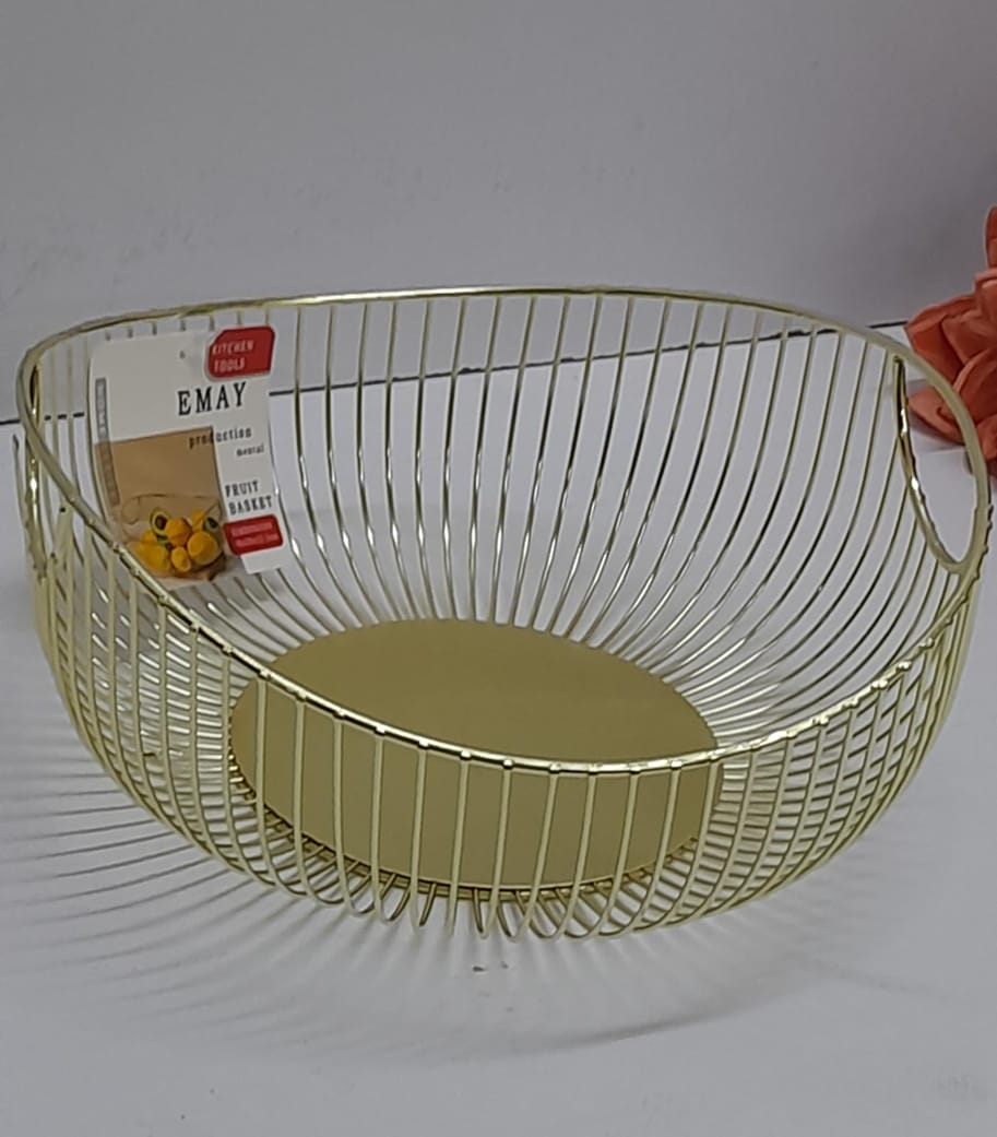 Gold fruit basket,Modern Gold Metal Wire Fruit Basket Bowl - Decorative Tabletop Fruit Holder for Kitchen & Dining - Elegant Vegetable, Bread, Snack Storage Display,Kitchen Counter Fruit Organizer