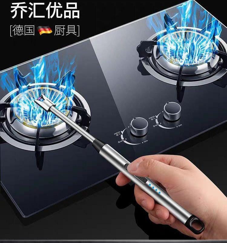 USB Charged Arc BBQ Lighter- 360° Electric Rechargeable Arc Lighter USB Windproof Flameless Plasma Ignition Long Kitchen Lighters Gas Lighter for Candle Gas