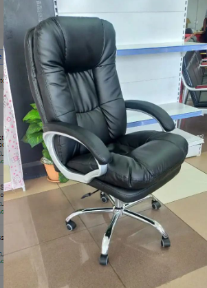 Ergonomic Office Chair, Computer Desk Chair, PU Material, Steel Structure, Smooth Lumbar Support With Adjustable Height, Black