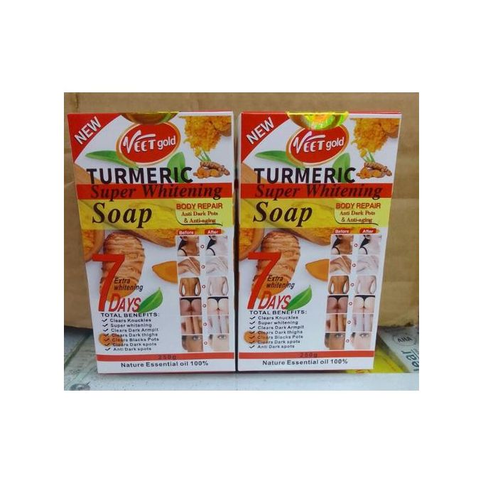 VEET GOLD TURMERIC Anti-Aging & Anti Dark Spots Soap Removes Dark Knuckles, Black Spots & Dark Spots Clears Knuckles Super Whitening Clears Dark Armpits Turmeric Soap 250g