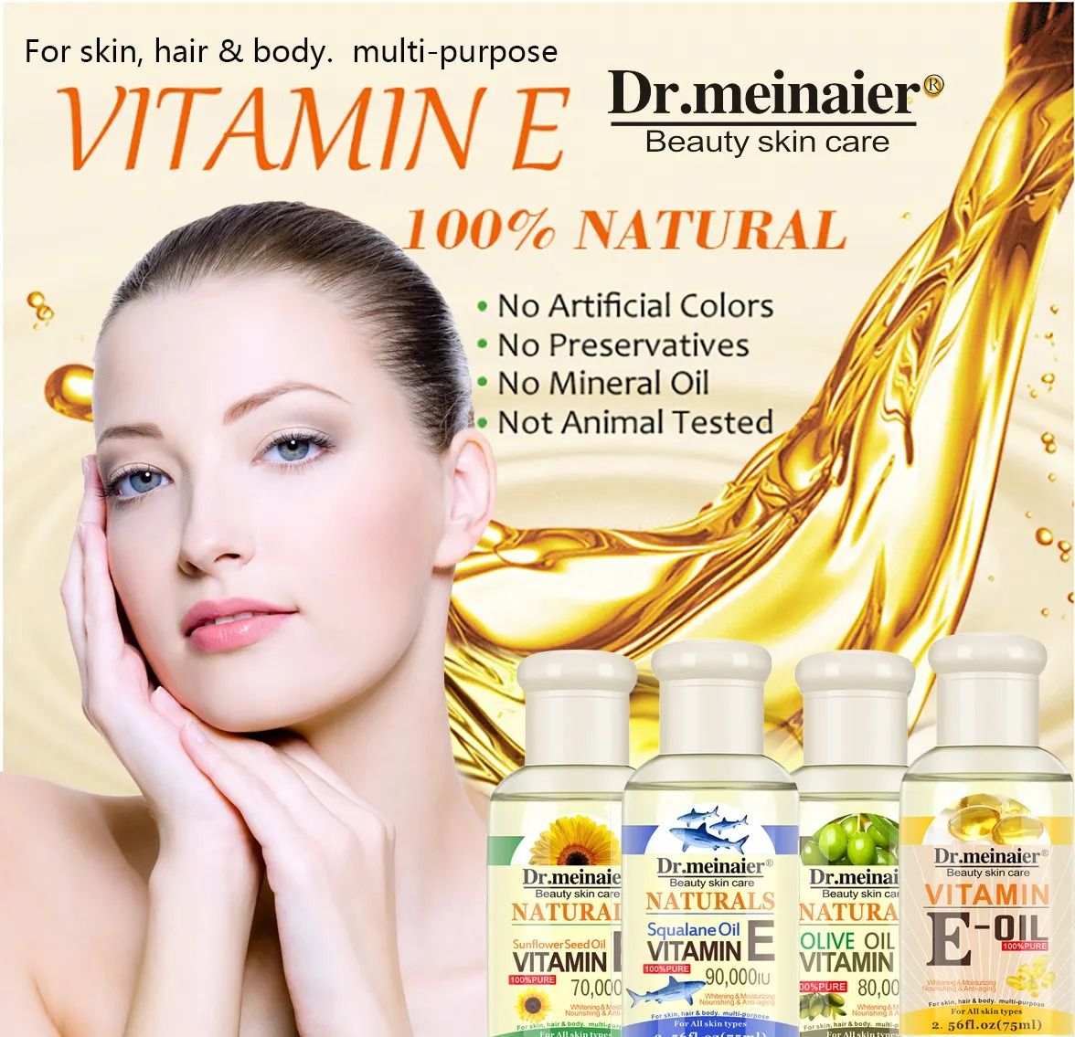 Sundown Naturals Vitamin E Oil Natural Essential Oil Beauty Skin Care Whitening Massage Moisturizer Anti-aging Oil Skin Revitalizer, Moisturizer, Anti-wrinkle, Anti-aging, Whitening and Firming