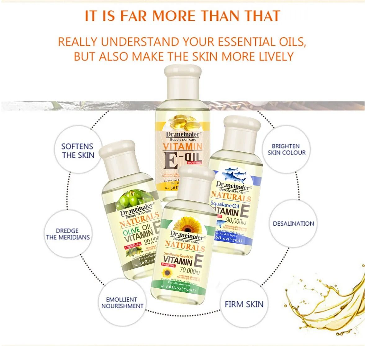 Sundown Naturals Vitamin E Oil Natural Essential Oil Beauty Skin Care Whitening Massage Moisturizer Anti-aging Oil Skin Revitalizer, Moisturizer, Anti-wrinkle, Anti-aging, Whitening and Firming