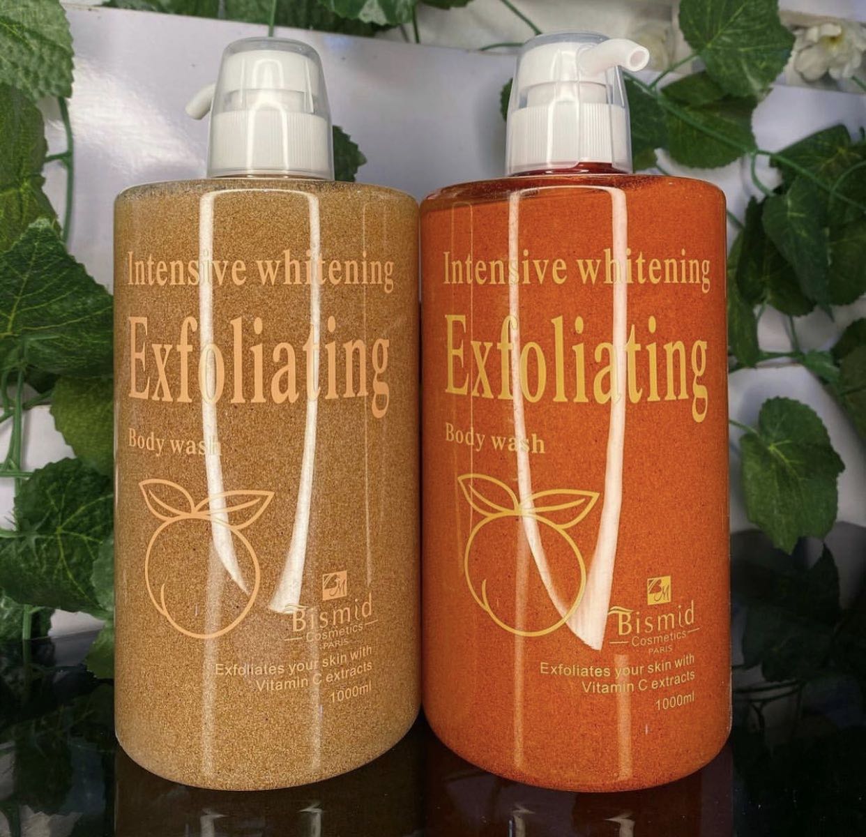 Bismid Intensive Whitening Exfoliating Body Wash 31.8 Floz / 940ml For Soft and Silky Skin Enriched with scent of Glycerin, and Apricot SkinProtect SPF 50 Sunscreen Body Washes