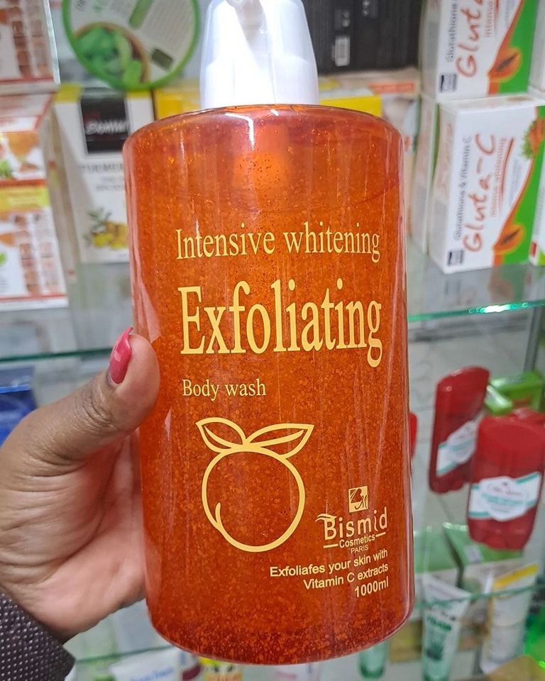 Bismid Intensive Whitening Exfoliating Body Wash 31.8 Floz / 940ml For Soft and Silky Skin Enriched with scent of Glycerin, and Apricot SkinProtect SPF 50 Sunscreen Body Washes