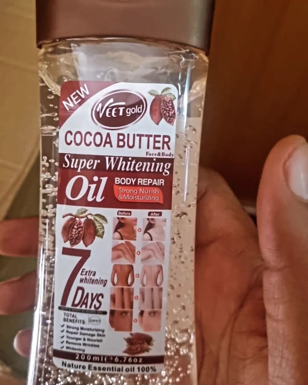 VEET GOLD Cocoa Butter Super Whitening & Brightening Body Oil 200ml Clear dark spots Anti aging Clears black spots Soften the skin Cocoa Butter Oil Super Brightening-200ml Anti Darks Spots