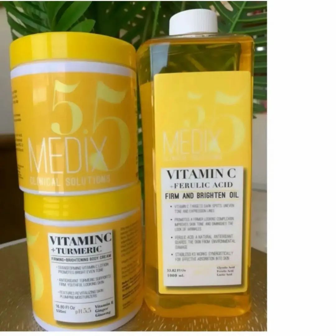 Medix 5.5 Vitamin C and Ferulic Acid Firming and Brightening oil 1000 ml  For Age Spots Wrinkles Uneven Tone Promotes Firmer Looking Complexion Medix 5.5 Vitamin C + Ferulic Acid Firm and Brighten Oil