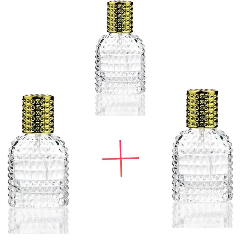 3 Packs 50ml Refill Bottle Ladies Perfume Bottle Round Perfume Refill Cosmetic Perfume Glass Bottle Pump Sprayer Non-transparent coatin+Hot Stamping Glass Product