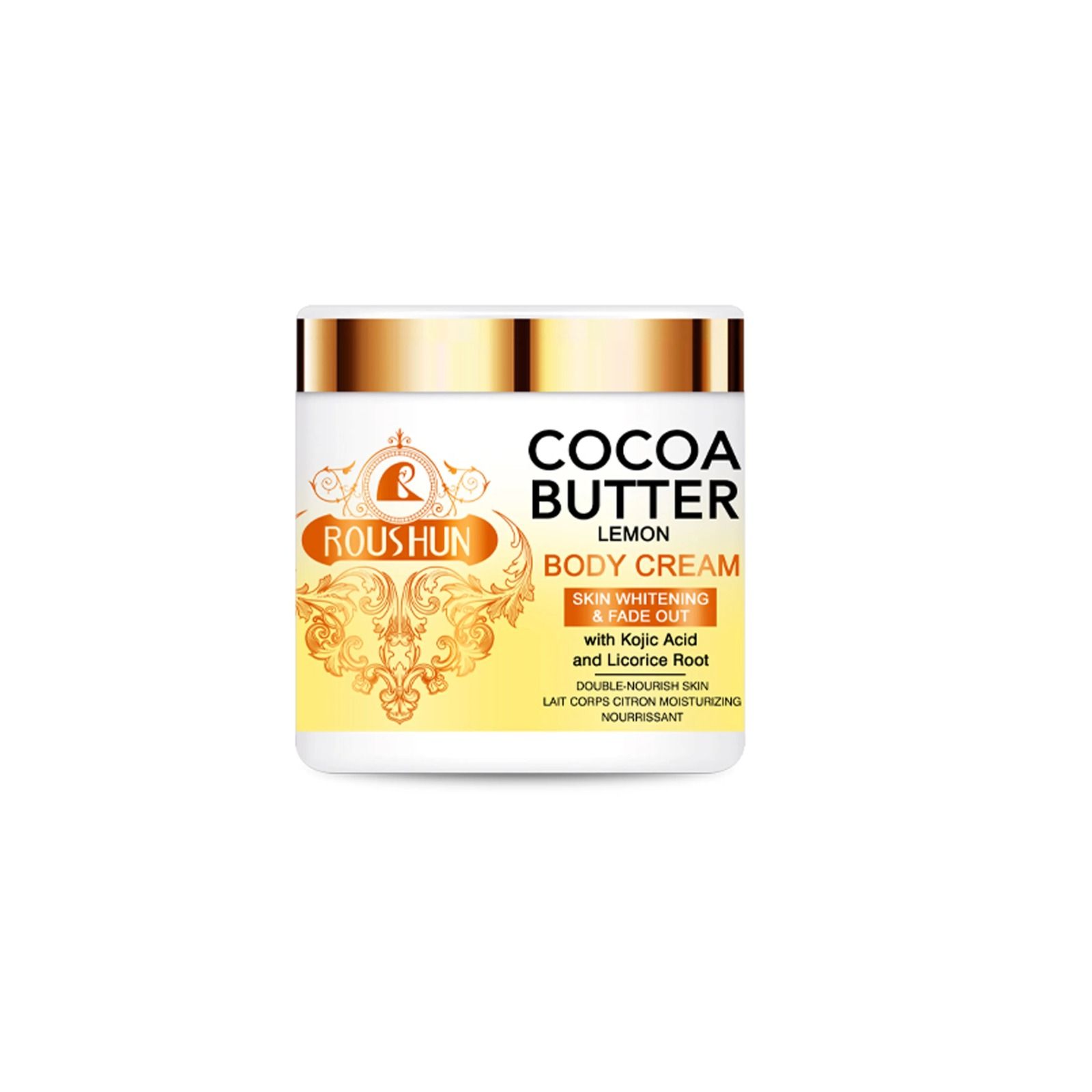 ROUSHUN Cocoa Butter Body Cream Cocoa Butter and Lemon Body Lotion Whitening Hand and Body Cream with Kojic Acid Whitening Lightening Cocoa Butter Skin Perfect Moisturizing Skin Care Body Cream 500ml