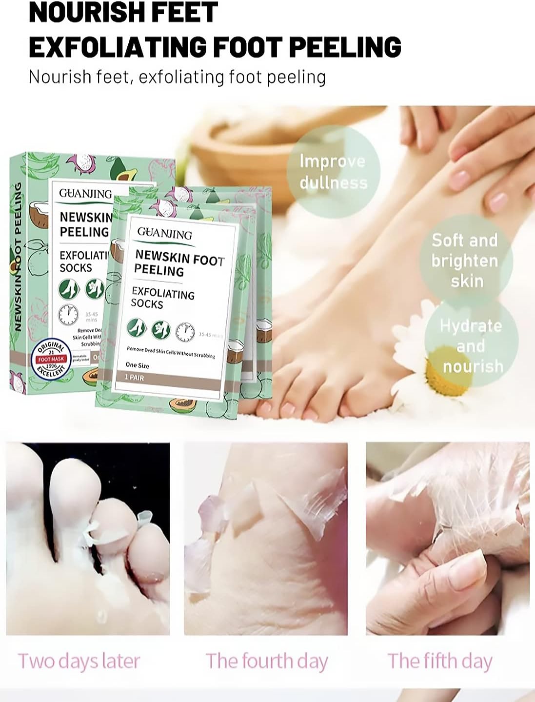 GuanJing Foot Skin Care Foot Mask Socks Peeling Remove Dead Skin Cells Moisturizing Exfoliating Foot Mask Exfoliating Gel Moisturizing For Women and Men 1 Pair