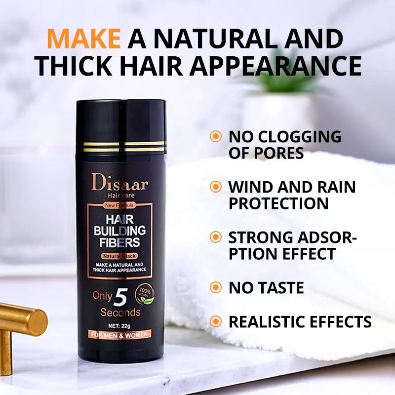 Disaar Hair Fiber Organic Hair Loss Treatment Instant Thickening Fiber Powder Black Color Hair Building Fiber For Men Women Hair-Loss Prevention, Anti-Dandruff, Nourishing, Anti-Itching Hair Colour