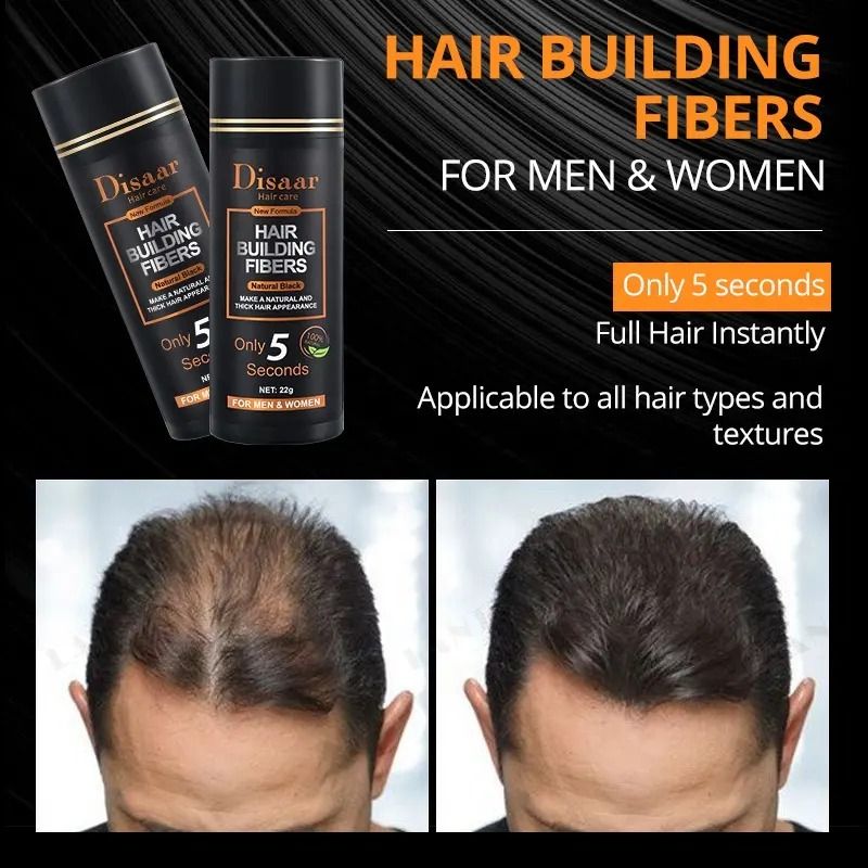 Disaar Hair Fiber Organic Hair Loss Treatment Instant Thickening Fiber Powder Black Color Hair Building Fiber For Men Women Hair-Loss Prevention, Anti-Dandruff, Nourishing, Anti-Itching Hair Colour