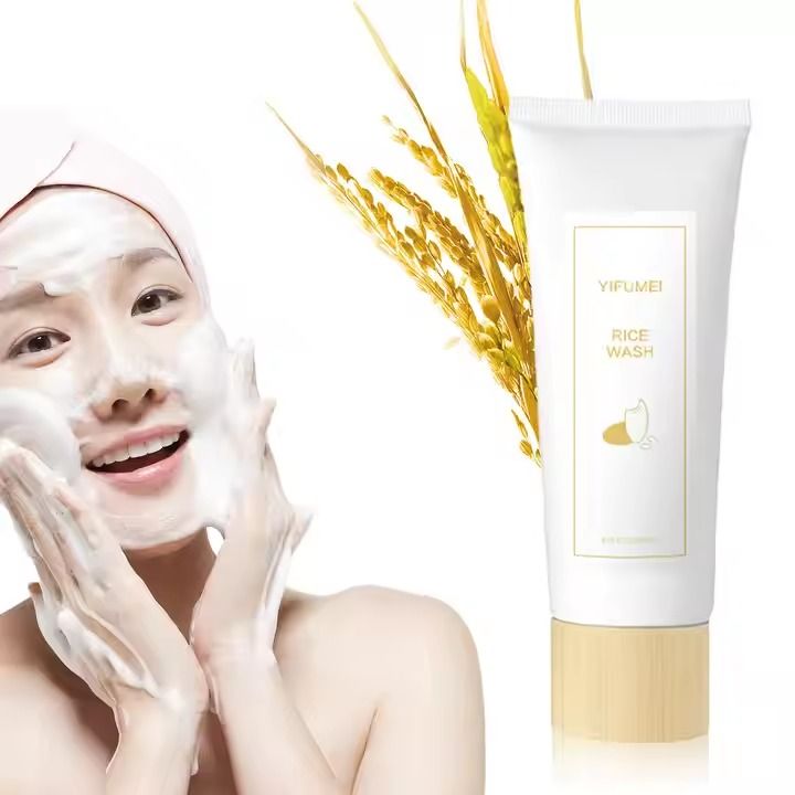 Natural Organic Rice Cleansing Foam Wash Deep Cleanse Facial Pore Soothing Moisturizing Anti Acne Exfoliating Face Cleanser 	Black Head Remover, DEEP CLEANSING, Pore Cleaner, Whitening, Anti-wrinkle