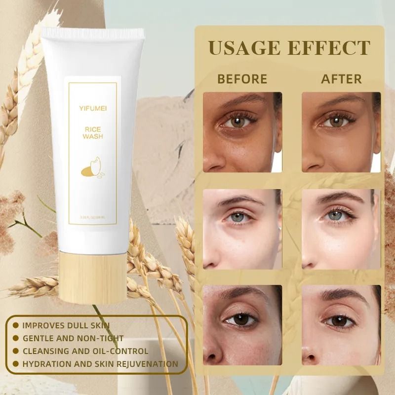 Natural Organic Rice Cleansing Foam Wash Deep Cleanse Facial Pore Soothing Moisturizing Anti Acne Exfoliating Face Cleanser 	Black Head Remover, DEEP CLEANSING, Pore Cleaner, Whitening, Anti-wrinkle