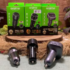Oraimo Highway 15 15.5W Car Charger-OCC-1152D Dual USB Output LED Light Ring Sleek Black Casing Multi-protection Universal Compatibility Compact and Sleek design