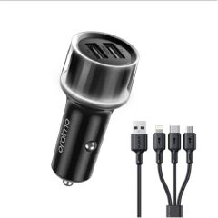 Oraimo Highway 15 15.5W Car Charger-OCC-1152D Dual USB Output LED Light Ring Sleek Black Casing Multi-protection Universal Compatibility Compact and Sleek design