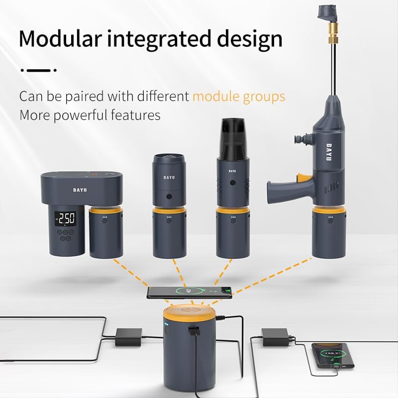 12 Pack BAYU Portable Auto and Outdoor Smart Kit Model I-192B  Tire inflator - Vacuum Cleaner - Car washer - Flashlight - Mobile Phone Holder - Power Bank (19200mah) - 10L Water Bag - Extension Tube