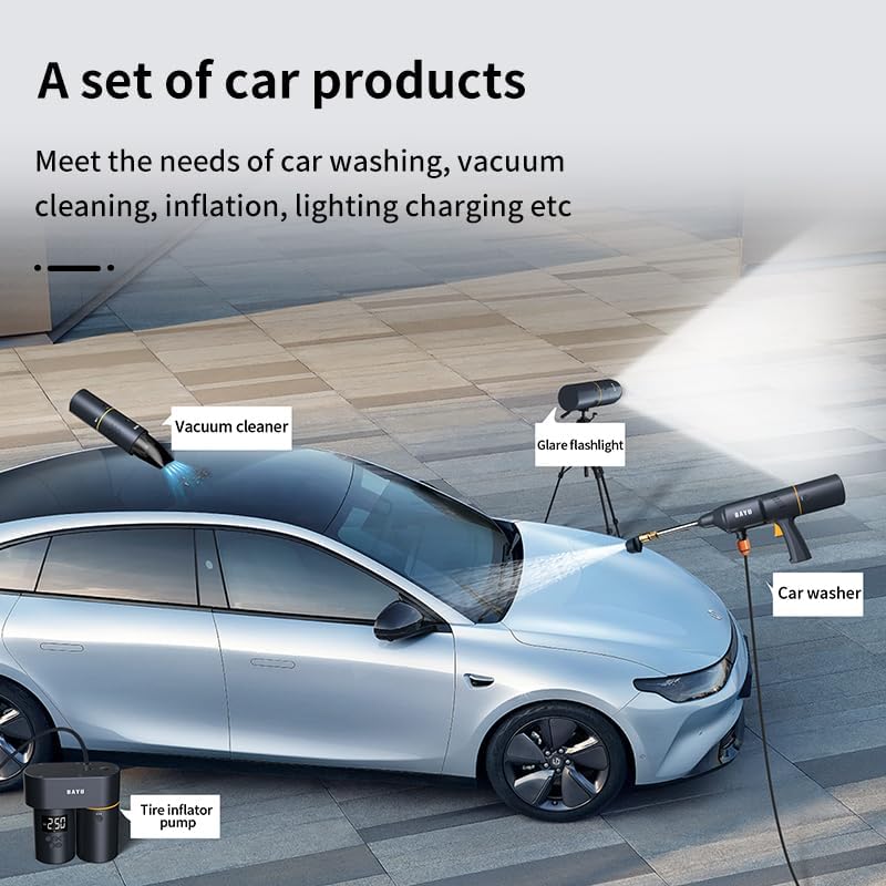 12 Pack BAYU Portable Auto and Outdoor Smart Kit Model I-192B  Tire inflator - Vacuum Cleaner - Car washer - Flashlight - Mobile Phone Holder - Power Bank (19200mah) - 10L Water Bag - Extension Tube