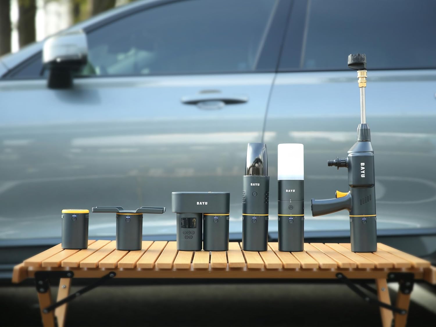 12 Pack BAYU Portable Auto and Outdoor Smart Kit Model I-192B  Tire inflator - Vacuum Cleaner - Car washer - Flashlight - Mobile Phone Holder - Power Bank (19200mah) - 10L Water Bag - Extension Tube