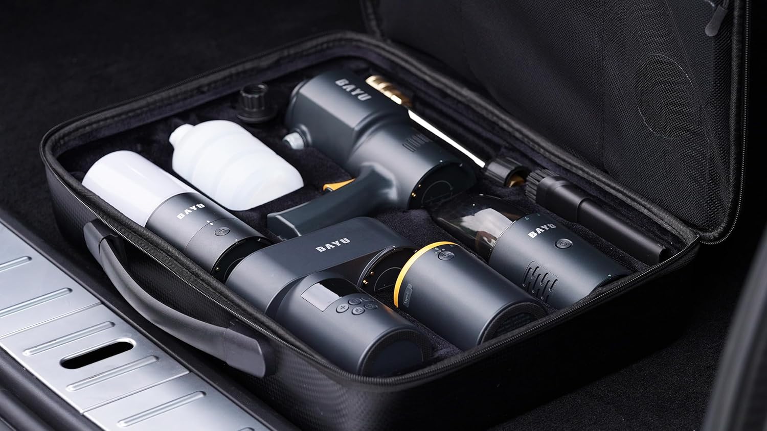 12 Pack BAYU Portable Auto and Outdoor Smart Kit Model I-192B  Tire inflator - Vacuum Cleaner - Car washer - Flashlight - Mobile Phone Holder - Power Bank (19200mah) - 10L Water Bag - Extension Tube