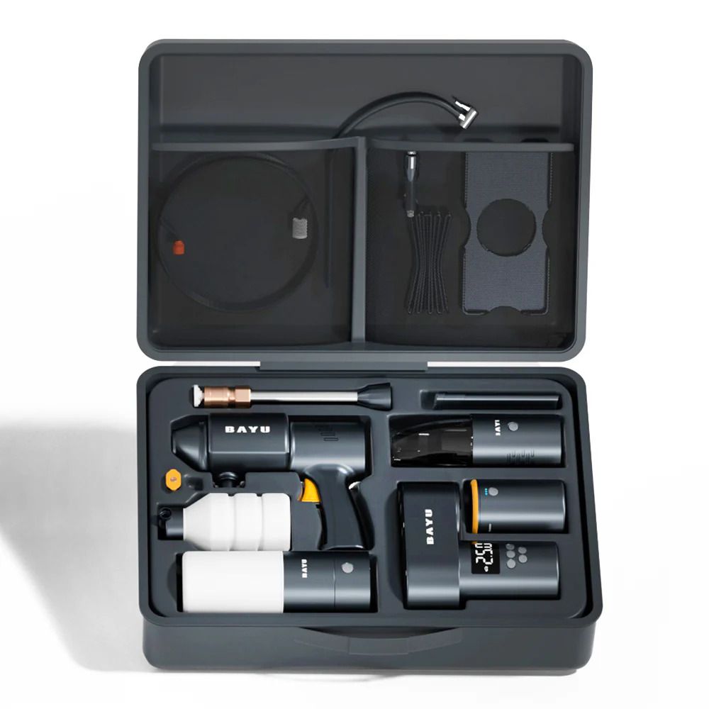 12 Pack BAYU Portable Auto and Outdoor Smart Kit Model I-192B  Tire inflator - Vacuum Cleaner - Car washer - Flashlight - Mobile Phone Holder - Power Bank (19200mah) - 10L Water Bag - Extension Tube