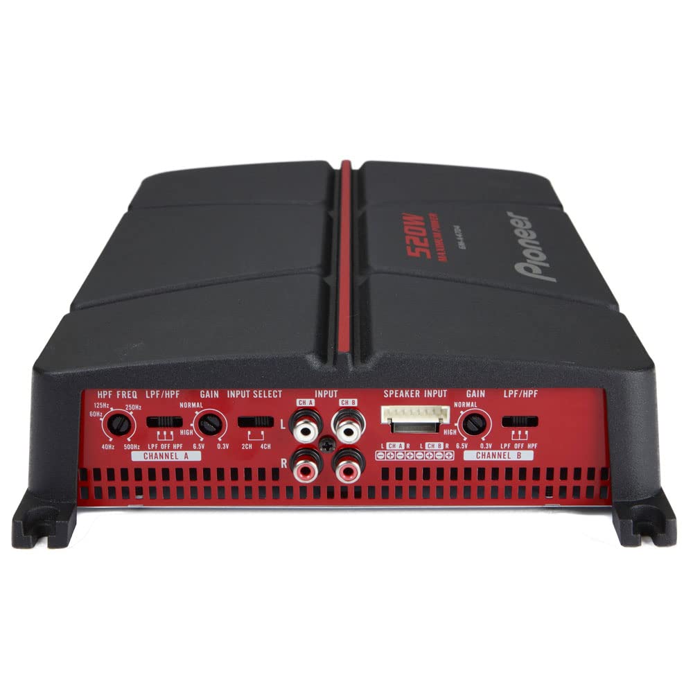 Pioneer GM-A6704 4-Channel Class A /B Car Amplifier – 1000 Watts Maximum Power Output, 60 Watts RSM, Class AB Amp Technology, Variable High and Low-Pass Filters for a Customizable Sound