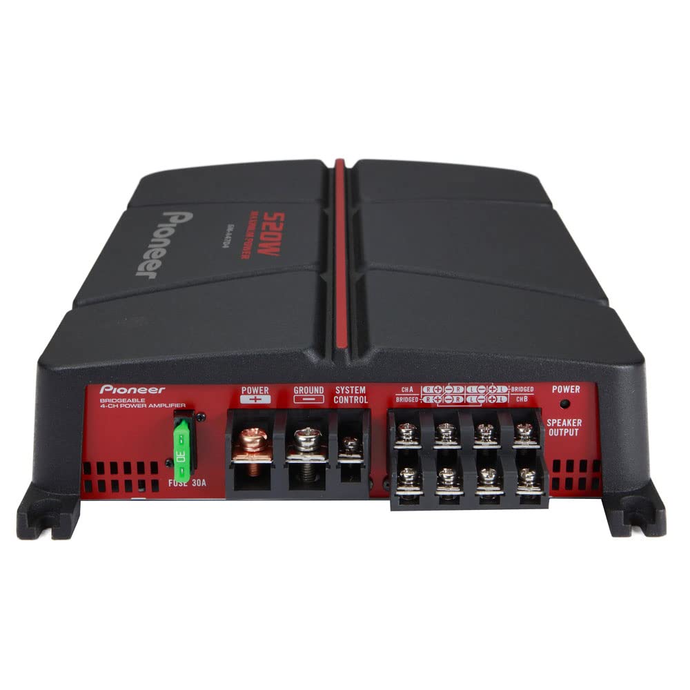 Pioneer GM-A6704 4-Channel Class A /B Car Amplifier – 1000 Watts Maximum Power Output, 60 Watts RSM, Class AB Amp Technology, Variable High and Low-Pass Filters for a Customizable Sound