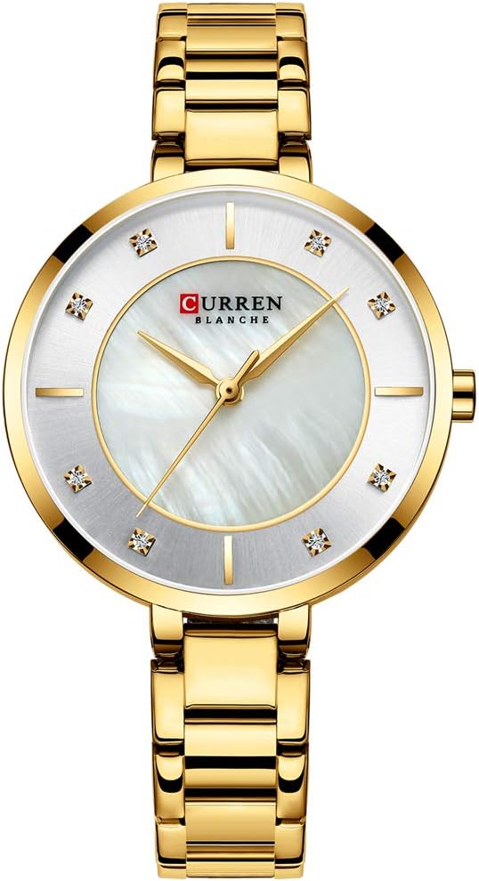 CURREN Watches Women Fashion Luxury Rhinestone Dial Quartz Clock Waterproof Stainless Steel Band Wristwatch for Ladies Elegant Gift For Mom Loved Ones Valentines Day Gift