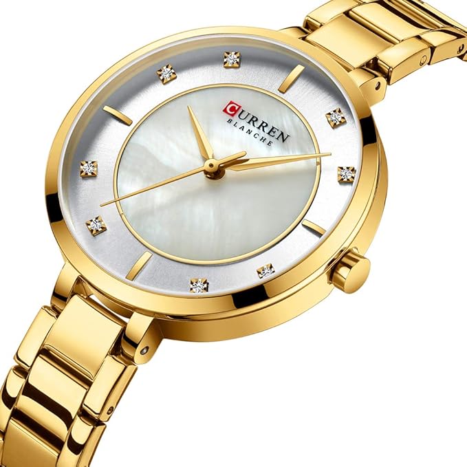 CURREN Watches Women Fashion Luxury Rhinestone Dial Quartz Clock Waterproof Stainless Steel Band Wristwatch for Ladies Elegant Gift For Mom Loved Ones Valentines Day Gift