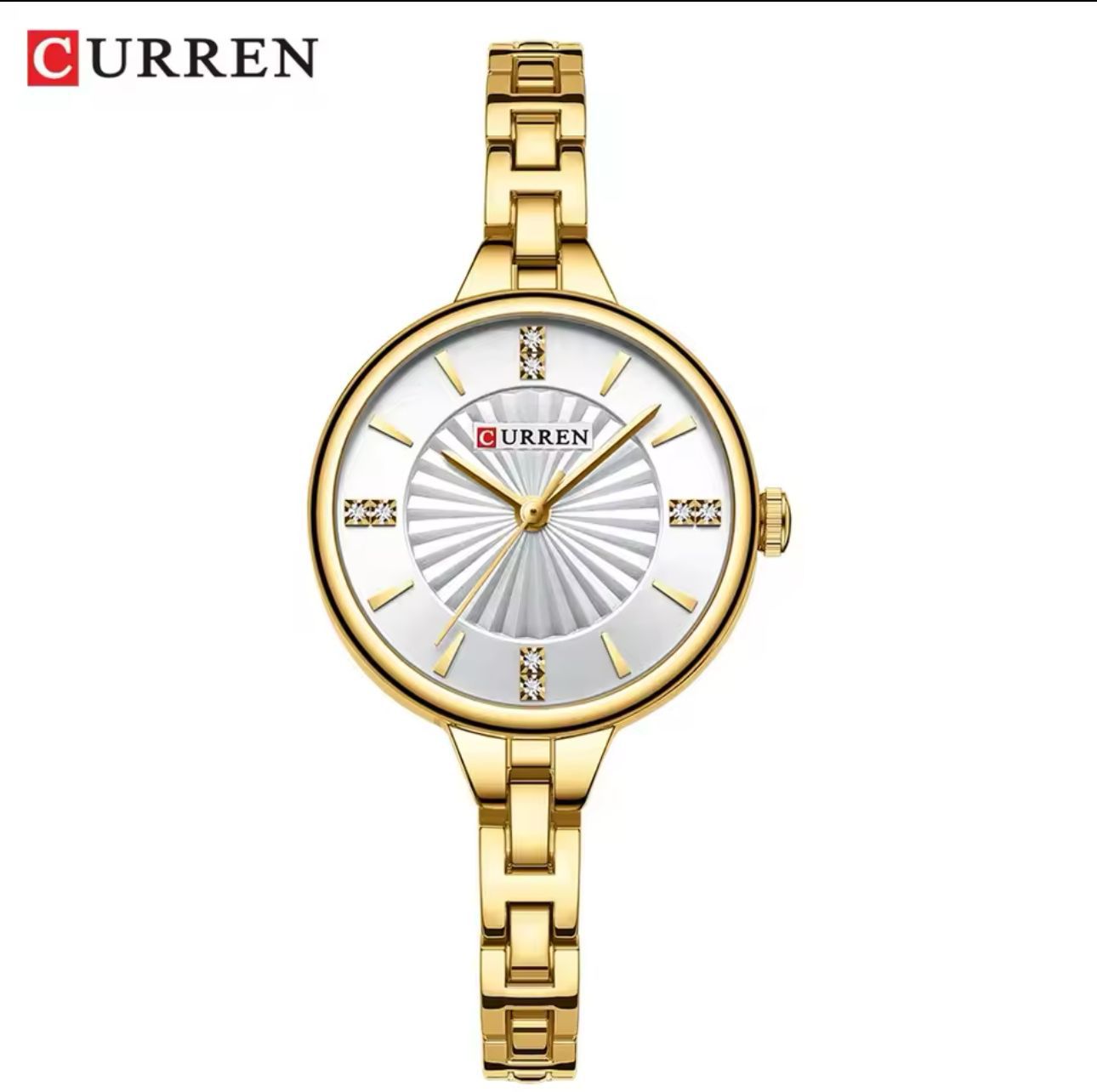 CURREN Watches Women Fashion Luxury Rhinestone Dial Quartz Clock Waterproof Stainless Steel Band Wristwatch for Ladies Elegant Gift For Mom Loved Ones Valentines Day Gift