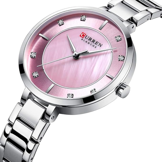 CURREN Watches Women Fashion Luxury Rhinestone Dial Quartz Clock Waterproof Stainless Steel Band Wristwatch for Ladies Elegant Gift For Mom Loved Ones Valentines Day Gift