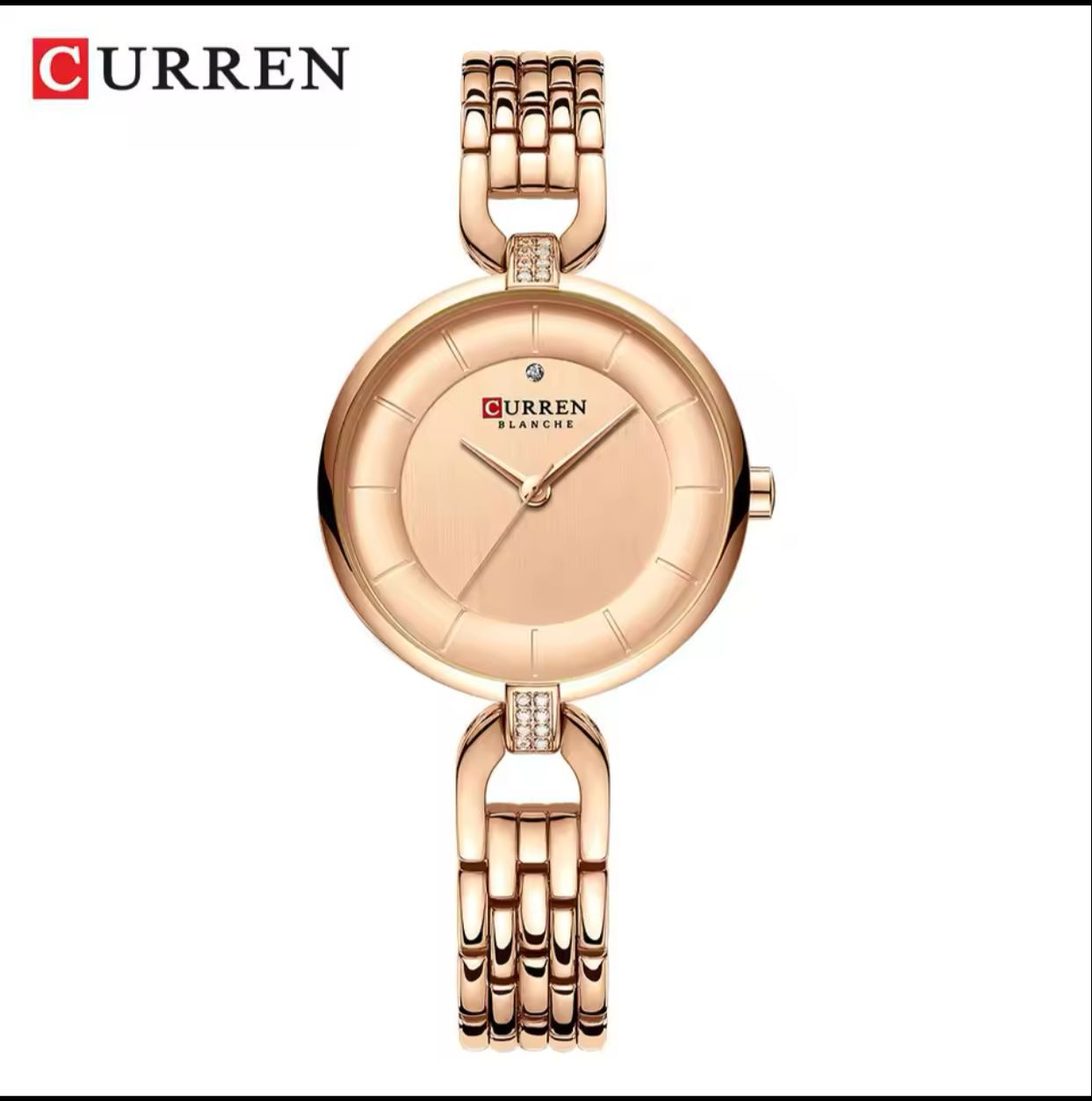 CURREN Watches Women Fashion Luxury Rhinestone Dial Quartz Clock Waterproof Stainless Steel Band Wristwatch for Ladies Elegant Gift For Mom Loved Ones Valentines Day Gift
