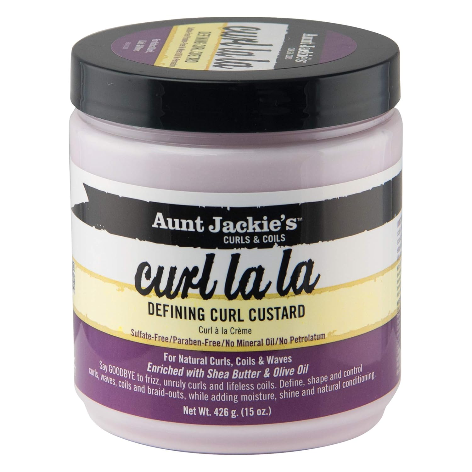 Aunt Jackie's Curl La La Lightweight Defining Custard with Shea Butter & Olive Oil, & Boss Coconut Curling Hair Gel for Natural Curls, 15 Ounce  Hair Styler Enriched with Shea Butter & Olive Oil