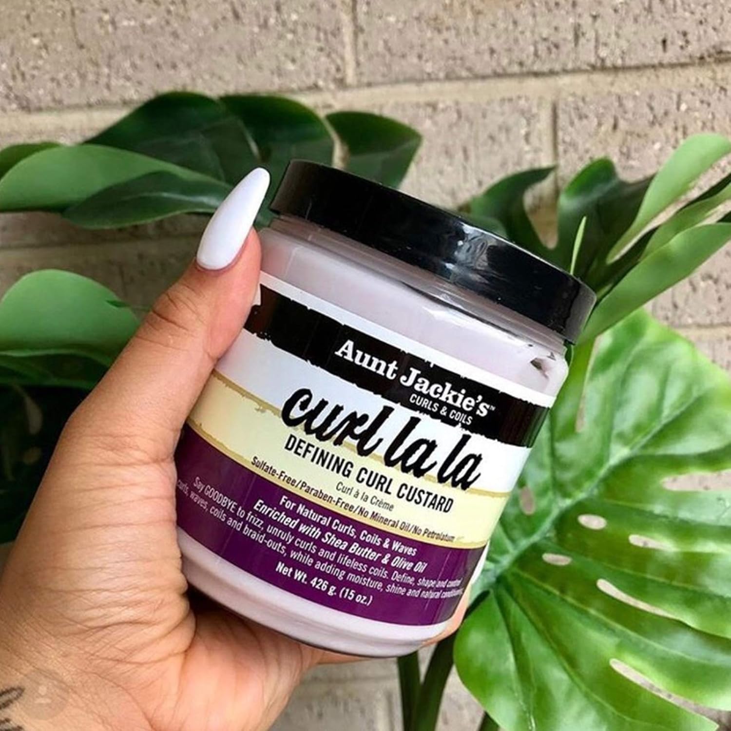 Aunt Jackie's Curl La La Lightweight Defining Custard with Shea Butter & Olive Oil, & Boss Coconut Curling Hair Gel for Natural Curls, 15 Ounce  Hair Styler Enriched with Shea Butter & Olive Oil