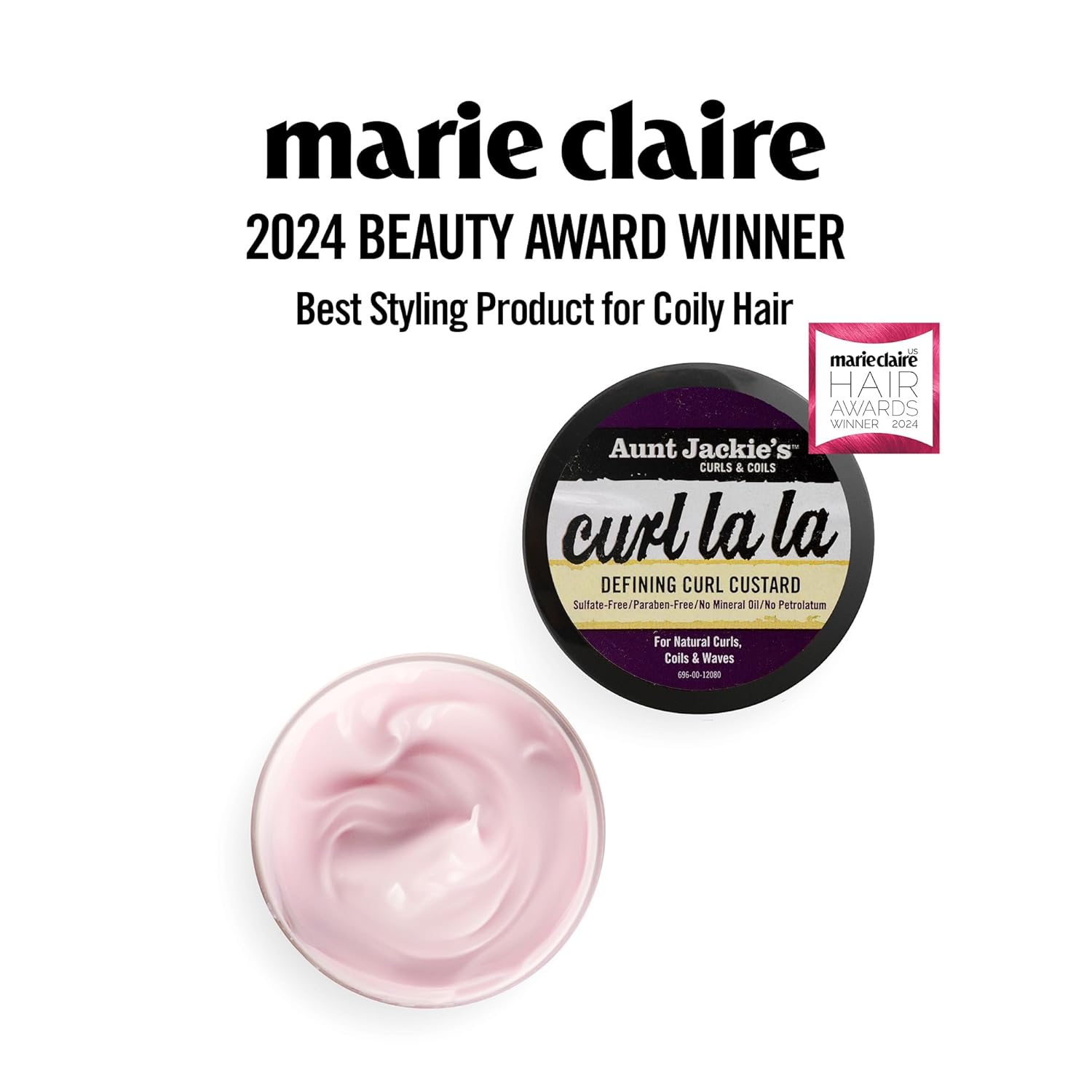 Aunt Jackie's Curl La La Lightweight Defining Custard with Shea Butter & Olive Oil, & Boss Coconut Curling Hair Gel for Natural Curls, 15 Ounce  Hair Styler Enriched with Shea Butter & Olive Oil