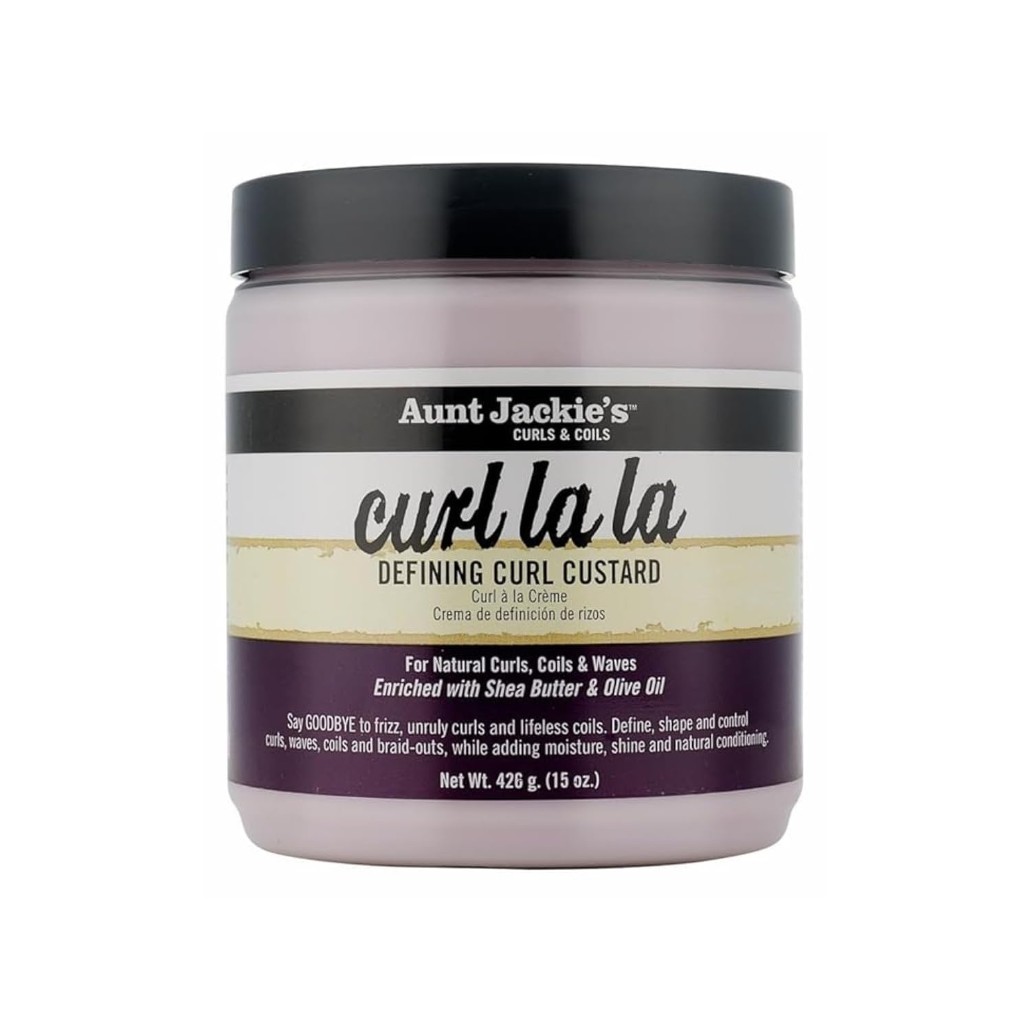 Aunt Jackie's Curl La La Lightweight Defining Custard with Shea Butter & Olive Oil, & Boss Coconut Curling Hair Gel for Natural Curls, 15 Ounce  Hair Styler Enriched with Shea Butter & Olive Oil