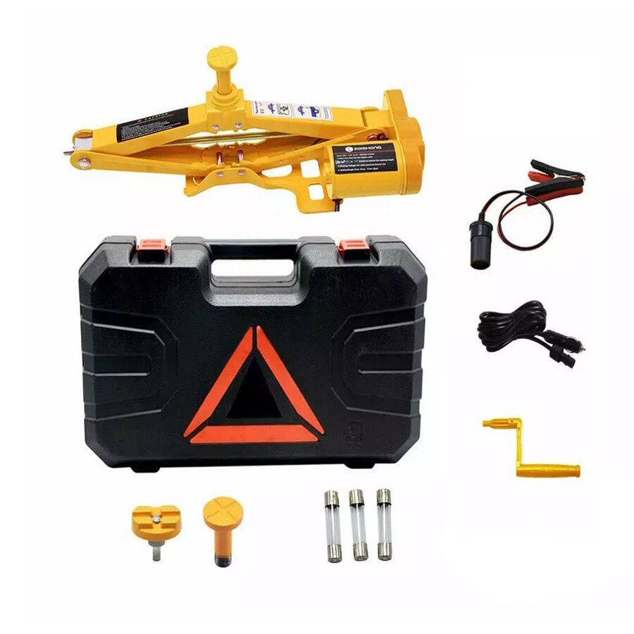 Electric Car Jack 3 Ton 12V Scissor Car Jack Electric with Impact Wrench and Inflator Electric Car Jack Kit for Car SUV Sedan Tire Changing High Quality