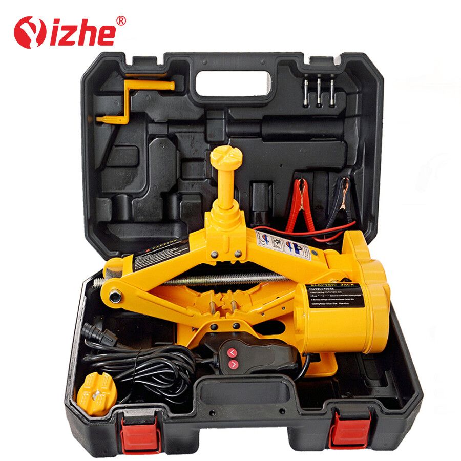 Electric Car Jack 3 Ton 12V Scissor Car Jack Electric with Impact Wrench and Inflator Electric Car Jack Kit for Car SUV Sedan Tire Changing High Quality
