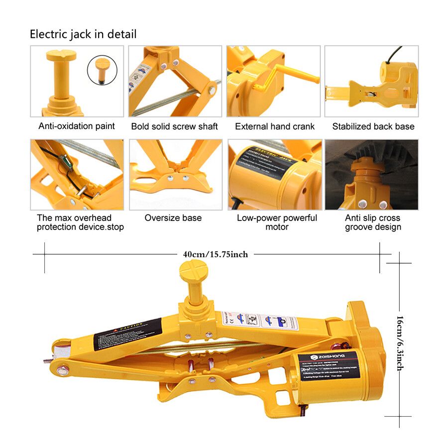 Electric Car Jack 3 Ton 12V Scissor Car Jack Electric with Impact Wrench and Inflator Electric Car Jack Kit for Car SUV Sedan Tire Changing High Quality