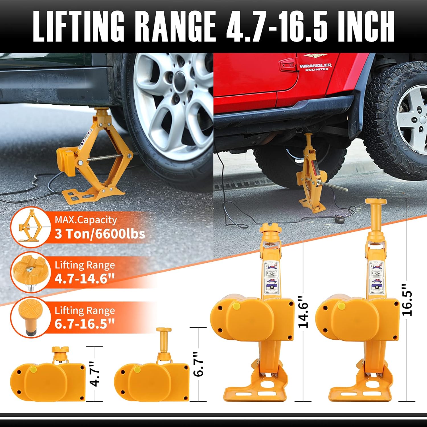 Electric Car Jack 3 Ton 12V Scissor Car Jack Electric with Impact Wrench and Inflator Electric Car Jack Kit for Car SUV Sedan Tire Changing High Quality