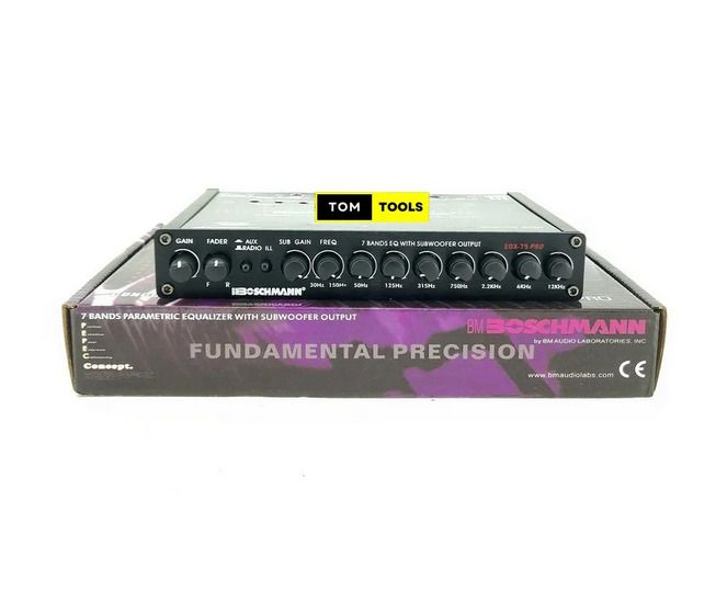 Boschmann Equalizer Eq 75 Pro Professional Parametric Equalizer with Low Pass X-Over Transparent Top Cover Panel 7 Control Bands Car Electronics Professional Parametric Equalizer