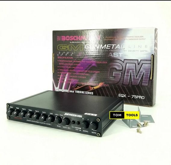 Boschmann Equalizer Eq 75 Pro Professional Parametric Equalizer with Low Pass X-Over Transparent Top Cover Panel 7 Control Bands Car Electronics Professional Parametric Equalizer