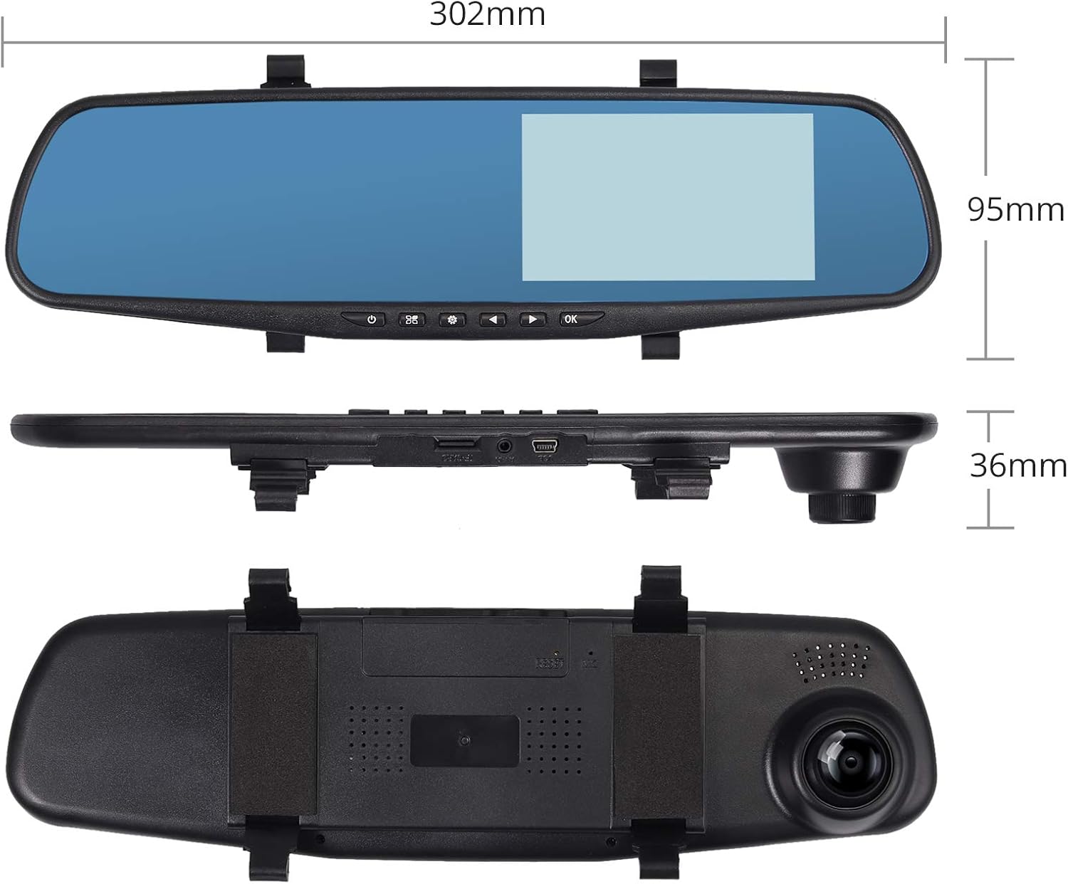 Dashboard Cam, Mirror Camera Car Dashboard, 4.3 Inch LCD Dual Lens DVR Video Recorder TFT Rearview Monitor Screen G-Sensor Waterproof for Car Backup Camera HD 1080P