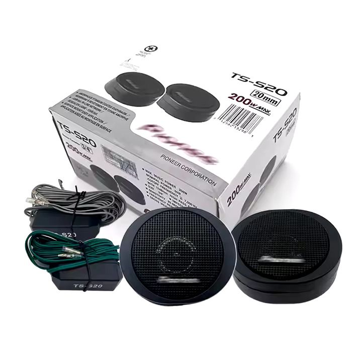 Pioneer TS-S20 200W High Power Car Tweeter Speaker System – 3/4'' Dome, Super Clear Sound, 20mm Mini Metal Dome Tweeters, Black, Universal Fit for Car Audio Upgrade, Crisp Treble, Durable Design