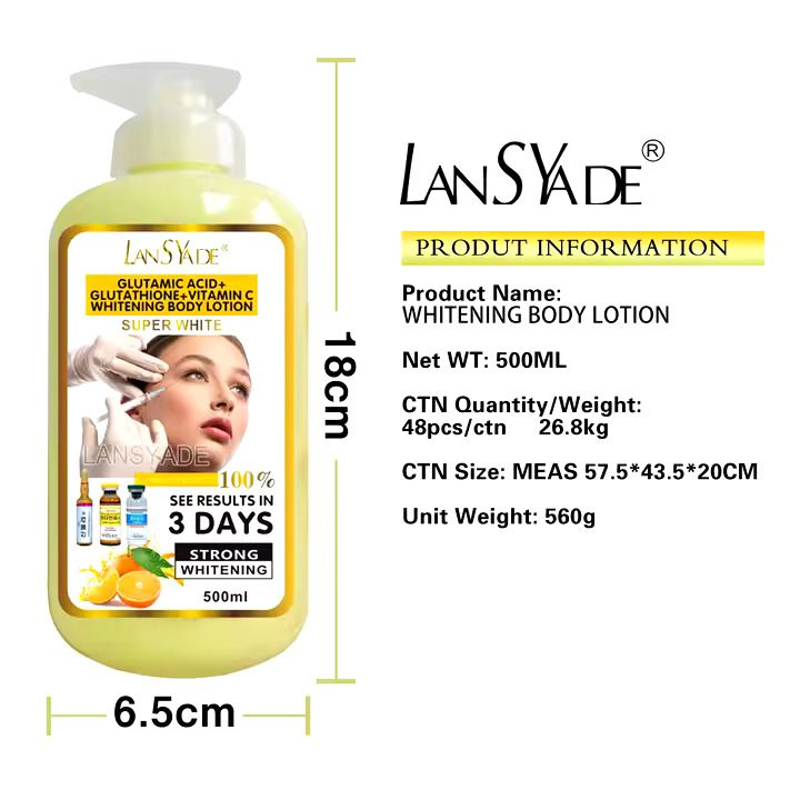 LANSYADE Wholesale Moisturiziing Vitamin C Body Lotion Strong Whitening Body Lotion 500ml Skin Revitalizer, Moisturizer, Whitening, Nourishing, Lightening