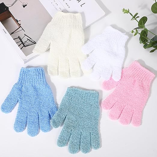 RED Shower Gloves,Double Sided Exfoliating Bath Body Scrub Gloves For Women & Men Deep Clean Skin Spa Bathing Easy Scrubbing One Size Fits Most High Quality