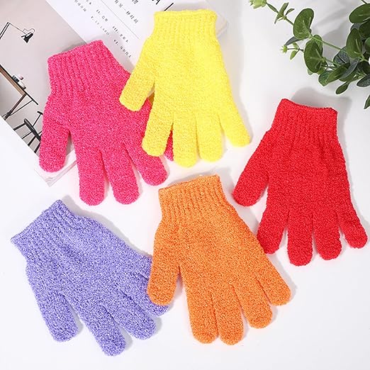 RED Shower Gloves,Double Sided Exfoliating Bath Body Scrub Gloves For Women & Men Deep Clean Skin Spa Bathing Easy Scrubbing One Size Fits Most High Quality
