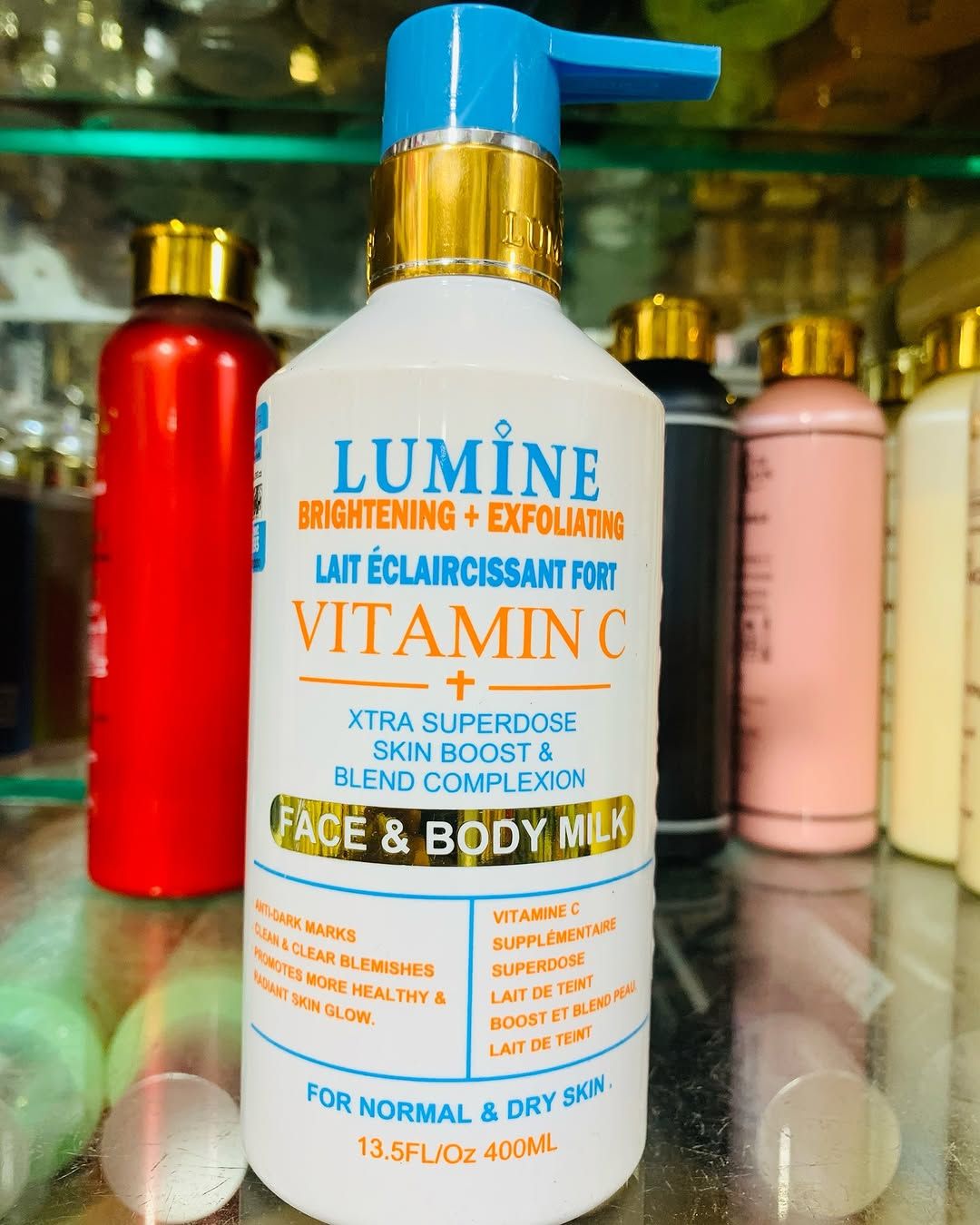 LUMINE FACE & BODY LOTION STRONG WHITENING + EXFOLIATING VIT C 400ml BODY MILK Anti - aging Ingredients with Natural Antioxidants Body Lotion Body Milk
